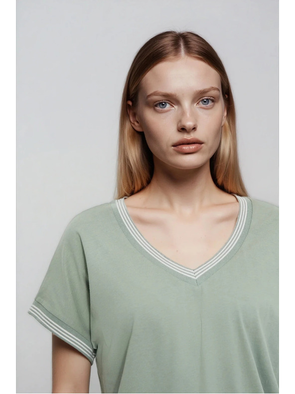 Moodo Olívazöld pamut blúz Moodo