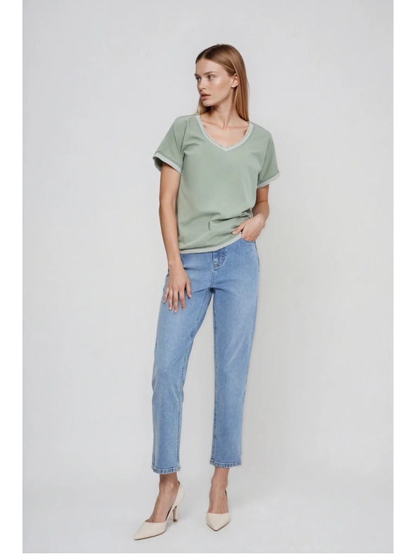 Moodo Olívazöld pamut blúz Moodo