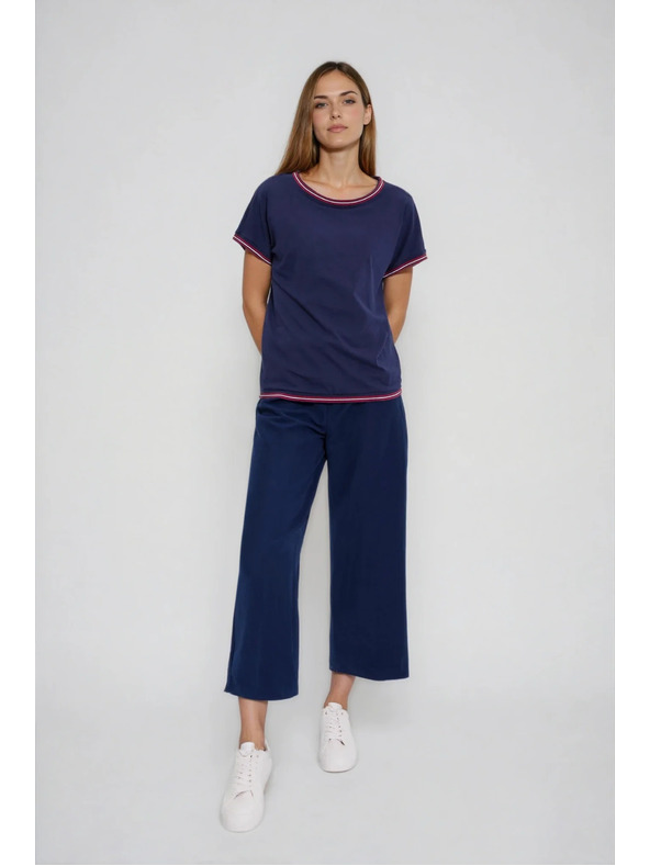 Moodo Sötétkék blúz díszített szegéllyel Moodo