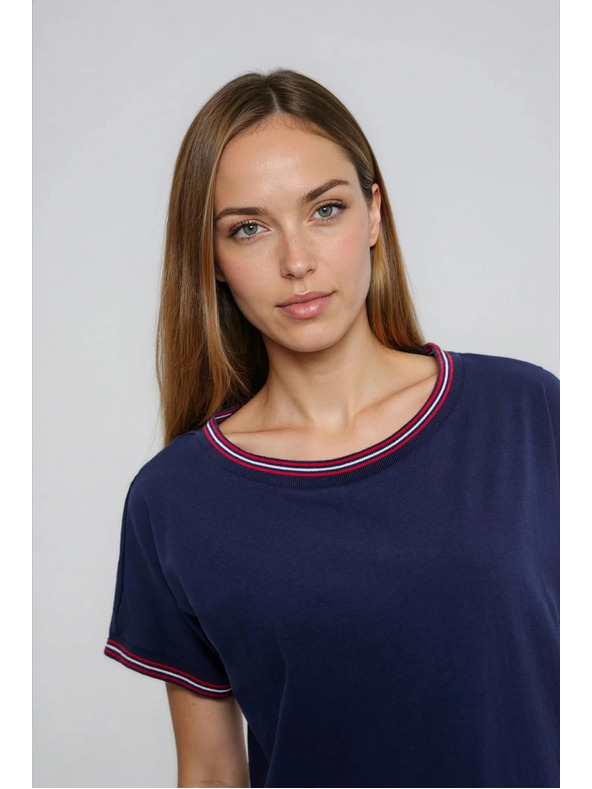 Moodo Sötétkék blúz díszített szegéllyel Moodo