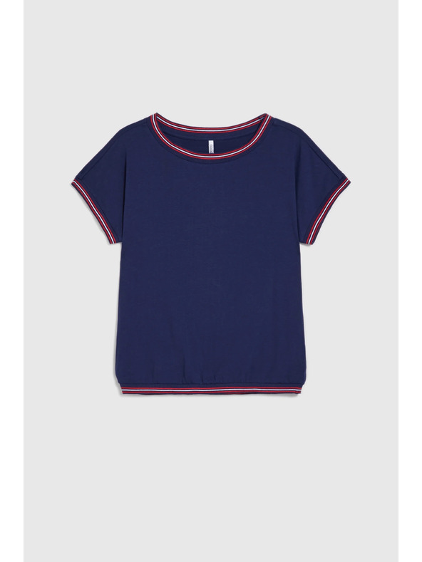 Moodo Sötétkék blúz díszített szegéllyel Moodo