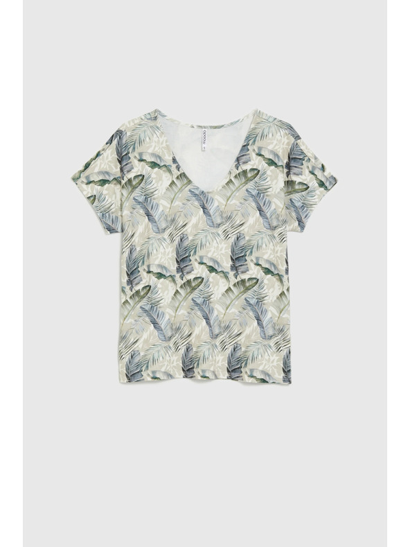 Moodo Bézs V-nyakú blúz Moodo