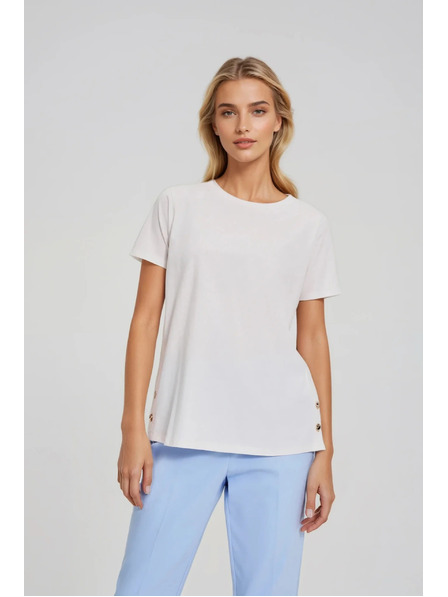 Moodo Fehér blúz dekoratív gombokkal Moodo