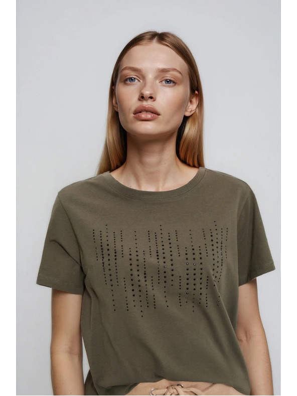 Moodo Olívazöld blúz zsebbel Moodo