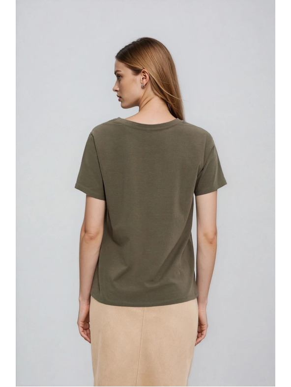 Moodo Olívazöld blúz zsebbel Moodo