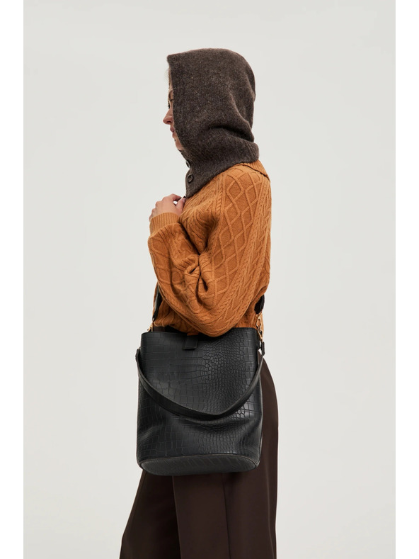 Moodo Kötött barna csuklyás sapka Moodo