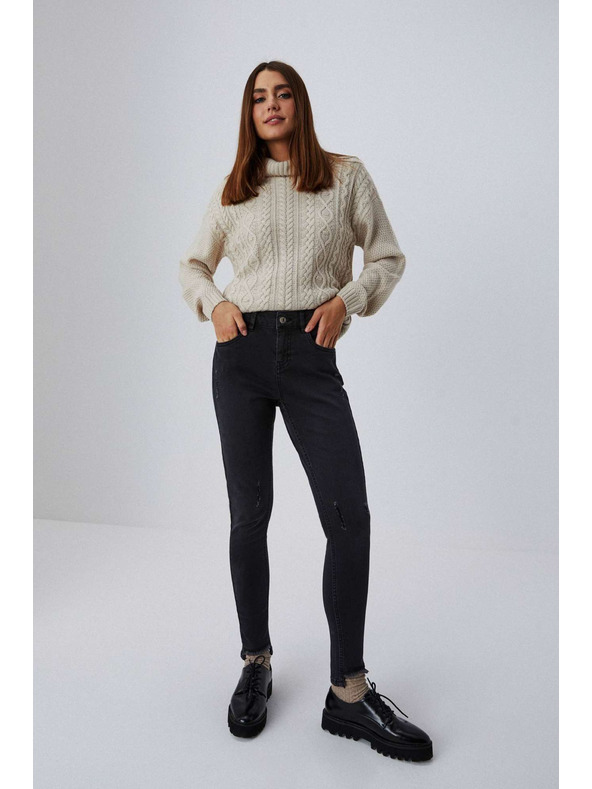 Moodo Skinny farmer közepes derekú, rojtosodott szárú, grafitszürke Moodo