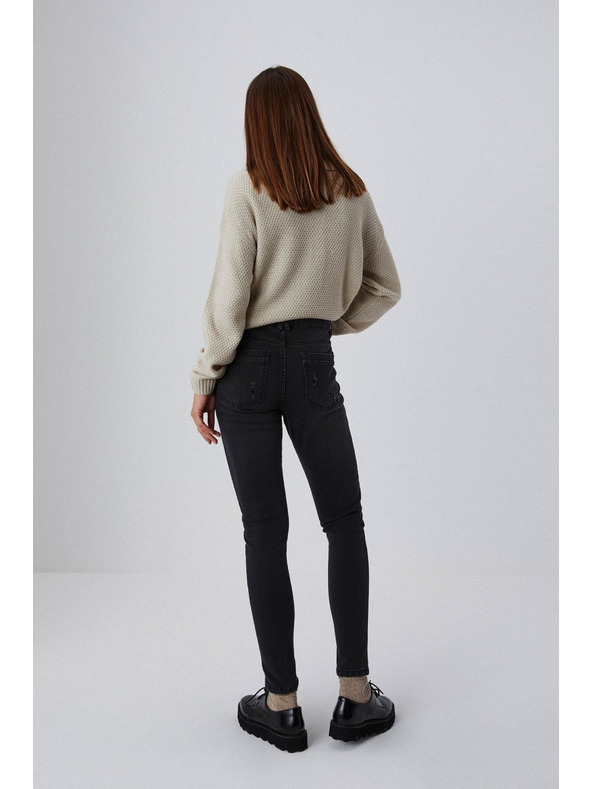 Moodo Skinny farmer közepes derekú, rojtosodott szárú, grafitszürke Moodo