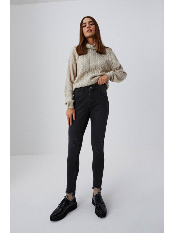 Moodo Skinny farmer közepes derekú, rojtosodott szárú, grafitszürke Moodo