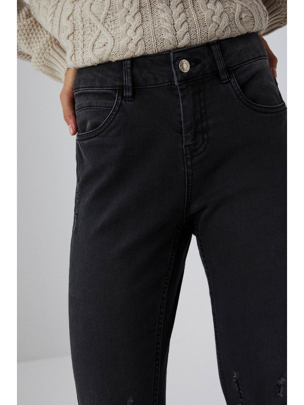 Moodo Skinny farmer közepes derekú, rojtosodott szárú, grafitszürke Moodo