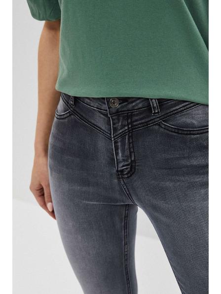 Moodo Grafitszürke magas derekú combszakadásos farmer Moodo