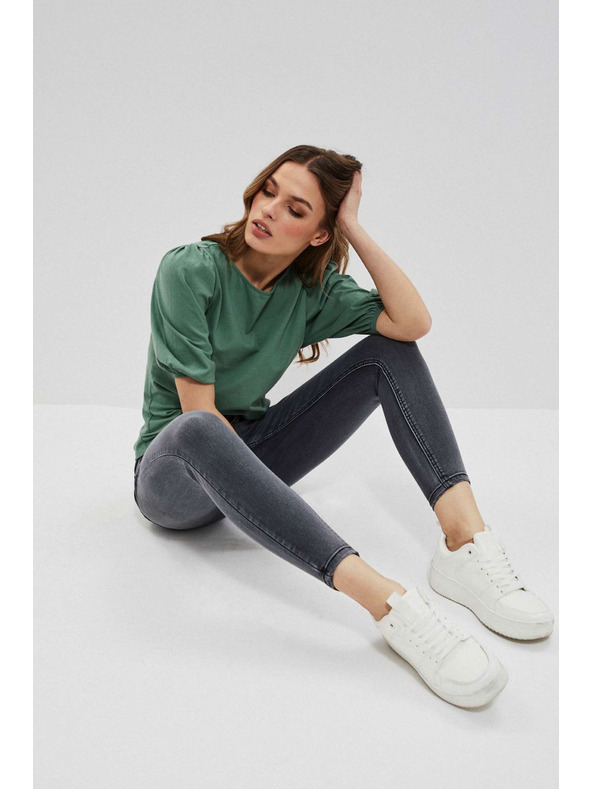 Moodo Grafitszürke magas derekú combszakadásos farmer Moodo