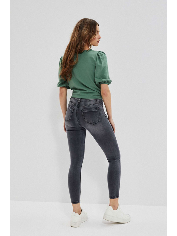 Moodo Grafitszürke magas derekú combszakadásos farmer Moodo