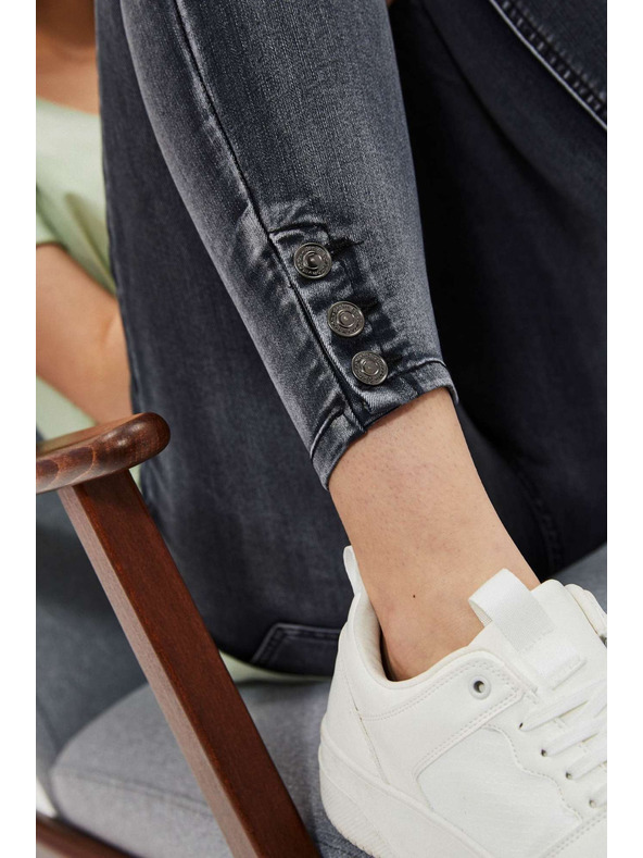 Moodo Skinny közepes derekú grafitszürke farmer koptatással Moodo