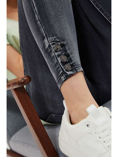 Moodo Skinny közepes derekú grafitszürke farmer koptatással Moodo