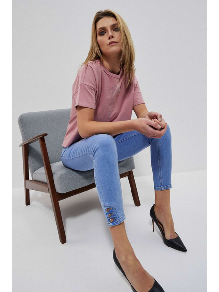 Moodo Kék közepes derekú farmer szárfüggő gombokkal Moodo