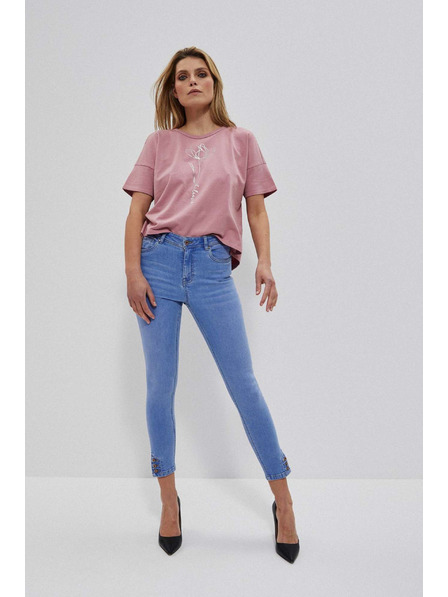 Moodo Kék közepes derekú farmer szárfüggő gombokkal Moodo