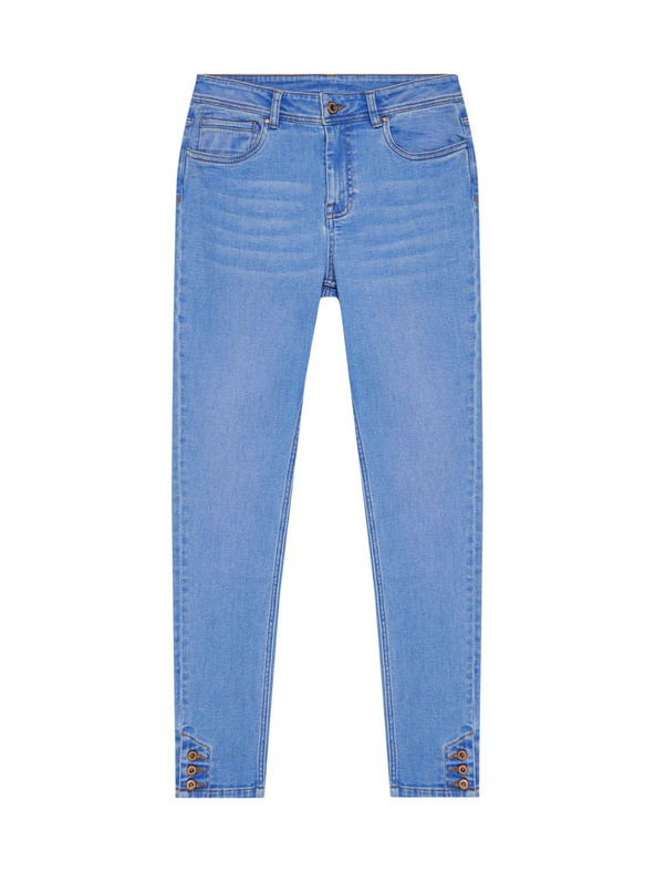 Moodo Kék közepes derekú farmer szárfüggő gombokkal Moodo