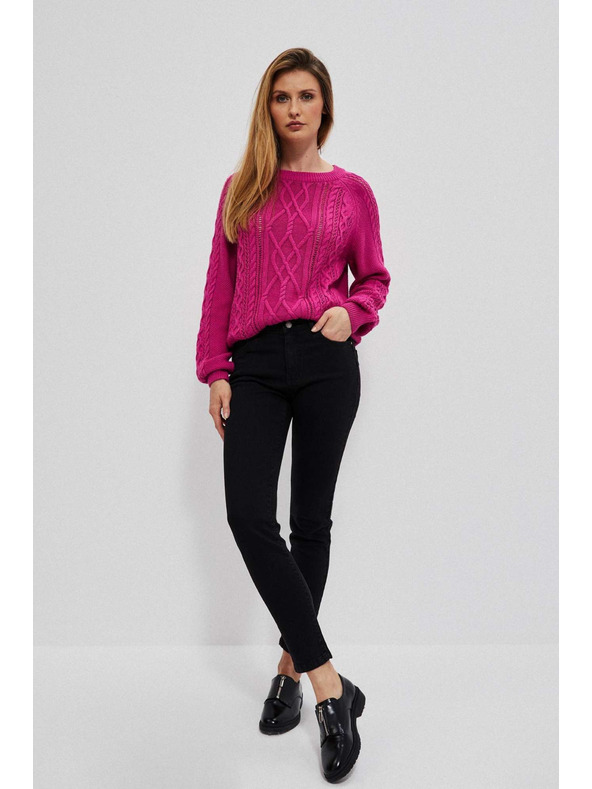 Moodo Gomb- és zipzáras szűk fekete farmer Moodo