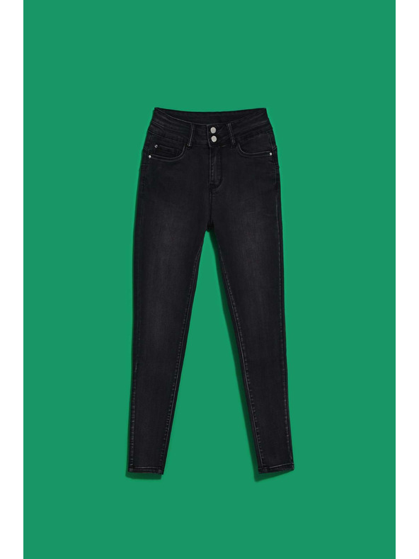 Moodo Grafitszürke dupla gombos skinny farmer Moodo