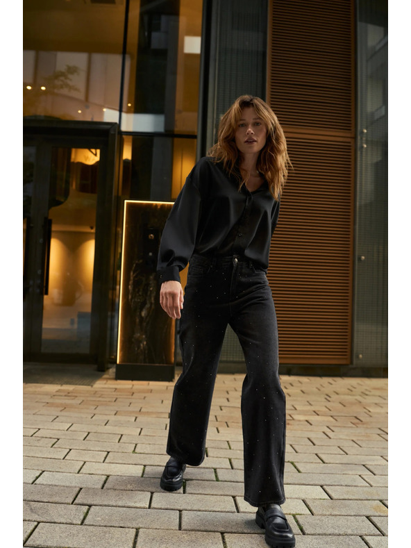 Moodo Grafitszürke strasszos farmer Moodo