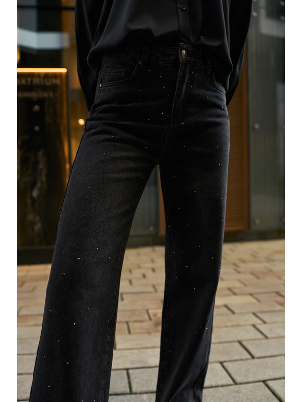 Moodo Grafitszürke strasszos farmer Moodo