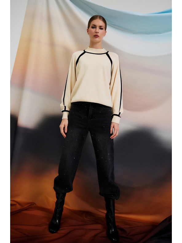 Moodo Grafitszürke strasszos farmer Moodo