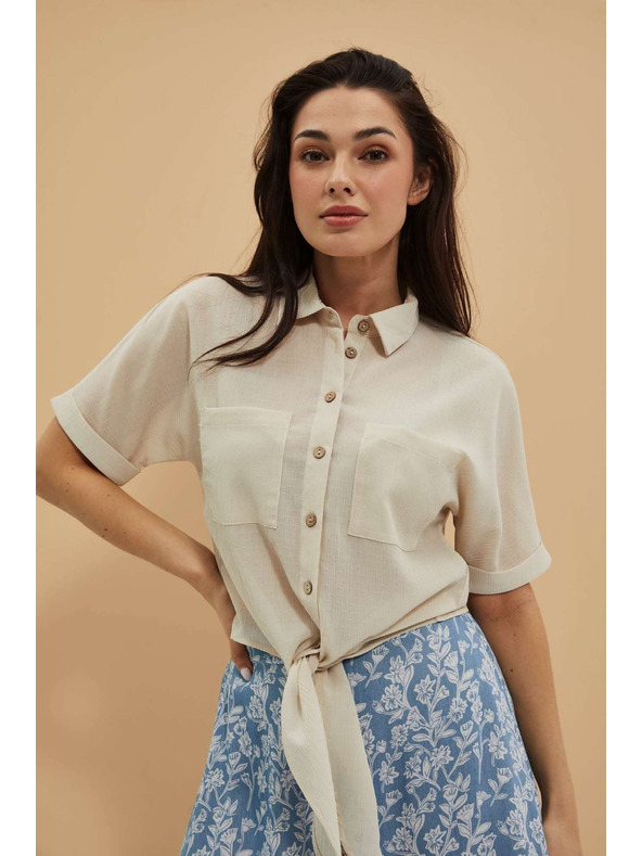 Moodo Blúz megkötővel és homok zsebével Moodo