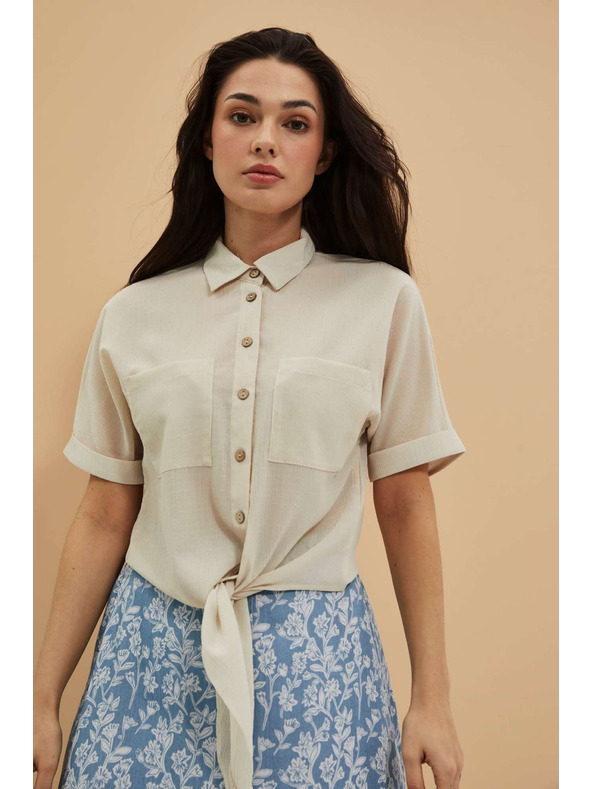 Moodo Blúz megkötővel és homok zsebével Moodo