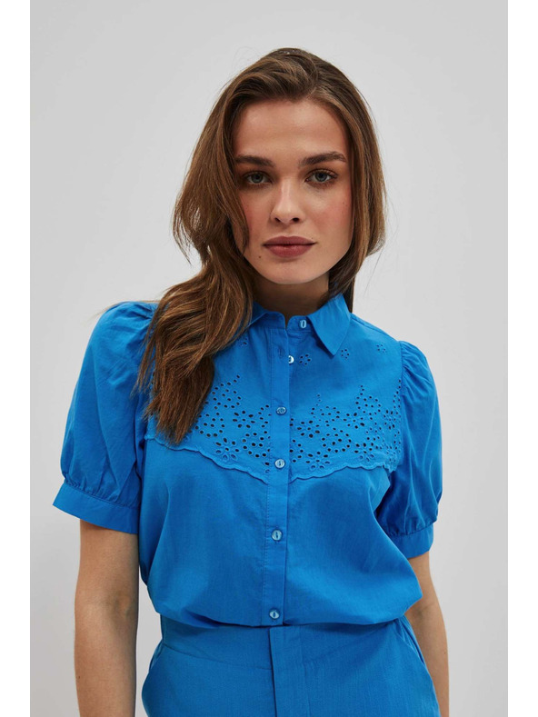 Moodo Azúrkék ing fodros ujjakkal Moodo