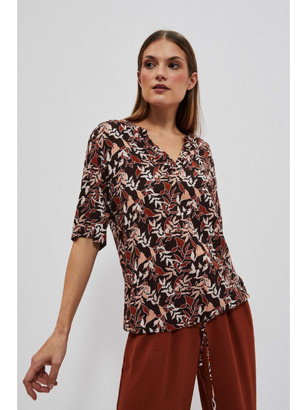 Moodo Sötétbarna blúz megkötővel Moodo