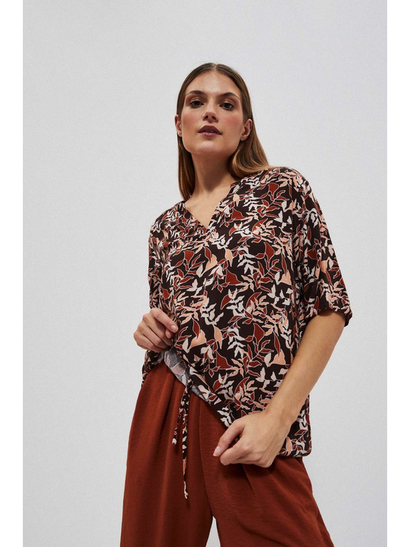 Moodo Sötétbarna blúz megkötővel Moodo