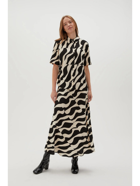 Moodo Fekete rövid ujjú viszkóz ing Moodo