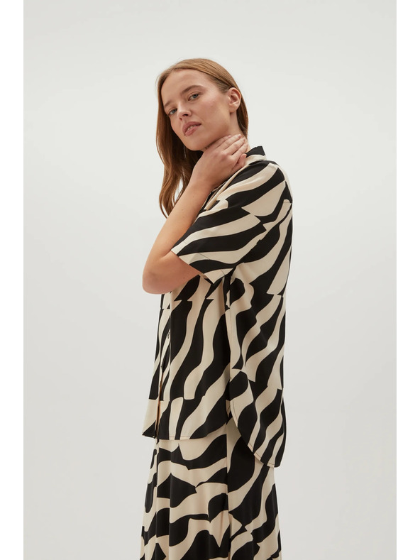 Moodo Fekete rövid ujjú viszkóz ing Moodo