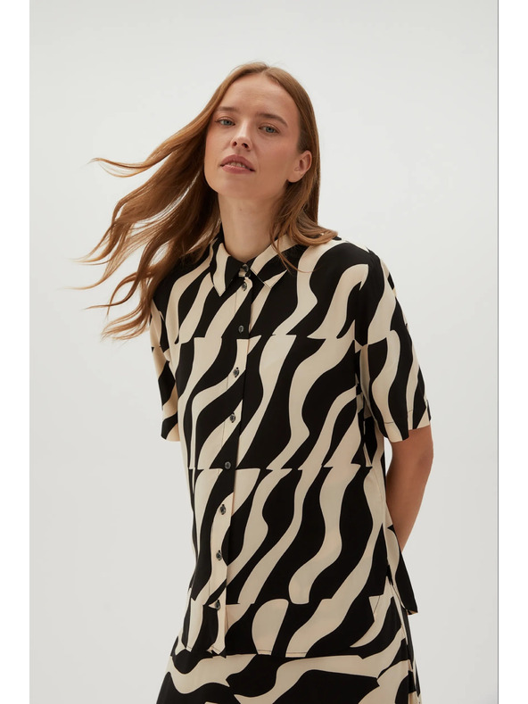 Moodo Fekete rövid ujjú viszkóz ing Moodo