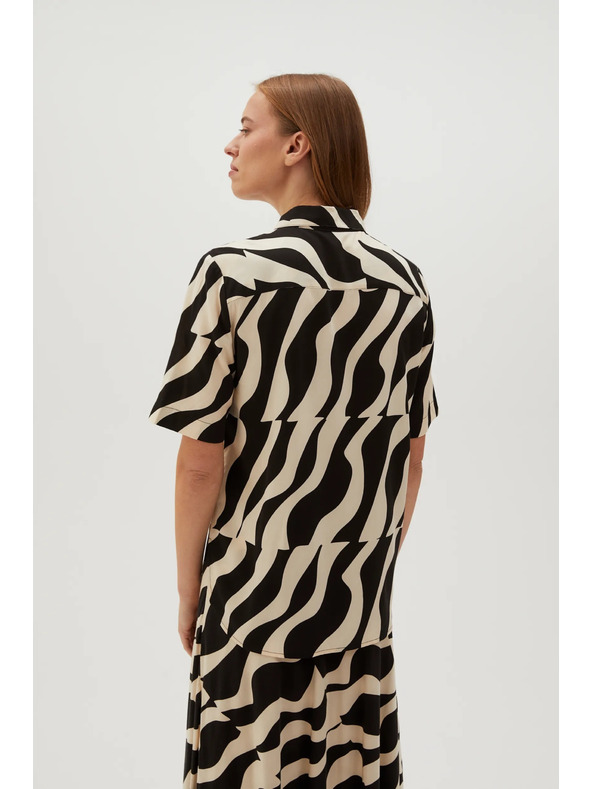 Moodo Fekete rövid ujjú viszkóz ing Moodo