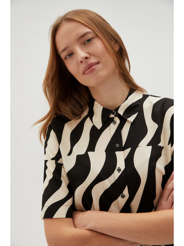 Moodo Fekete rövid ujjú viszkóz ing Moodo