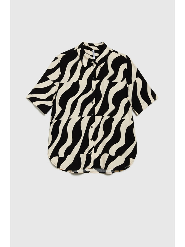 Moodo Fekete rövid ujjú viszkóz ing Moodo