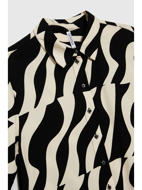 Moodo Fekete rövid ujjú viszkóz ing Moodo