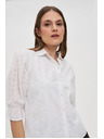 Moodo Fehér pamut blúz fodros ujjakkal Moodo
