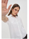 Moodo Fehér pamut blúz fodros ujjakkal Moodo