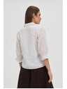 Moodo Fehér pamut blúz fodros ujjakkal Moodo