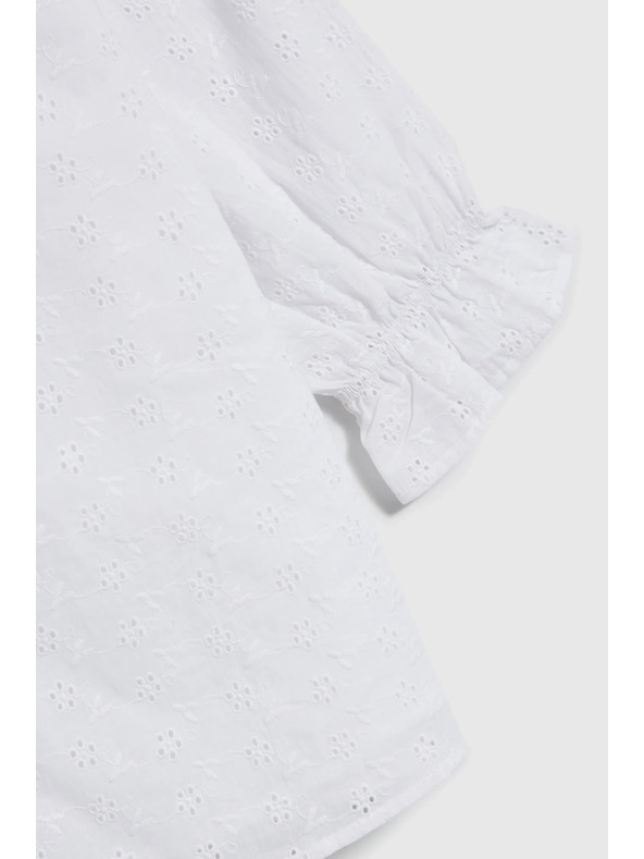 Moodo Fehér pamut blúz fodros ujjakkal Moodo