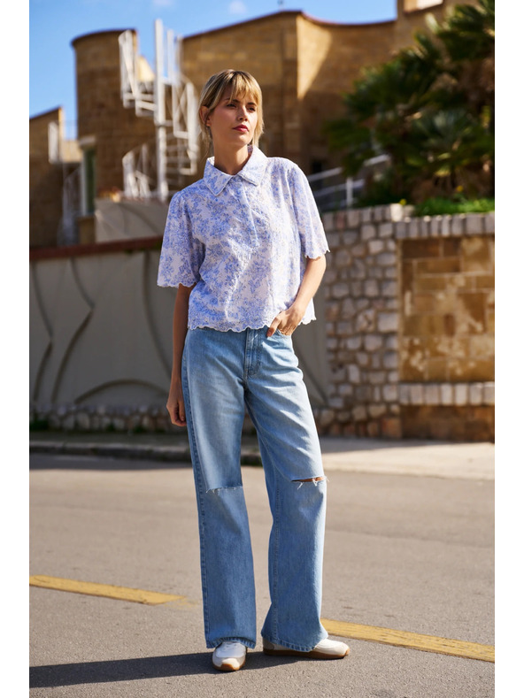 Moodo Fehér pamut blúz Moodo