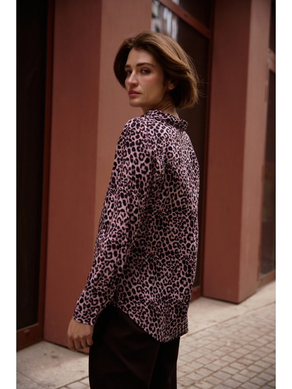 Moodo Rózsaszín leopárd mintás viszkóz ing Moodo