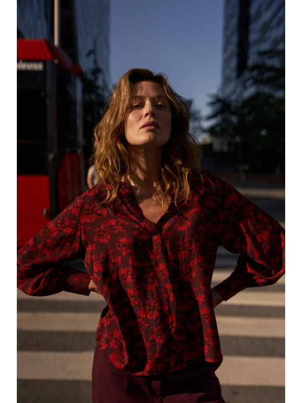 Moodo Bordó virágos ing Moodo