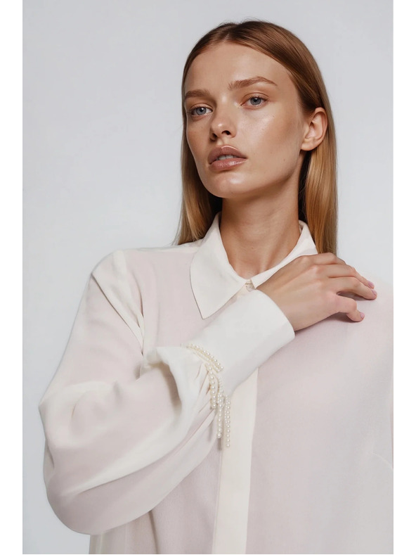 Moodo Fehér gyöngyös ujjú ing Moodo