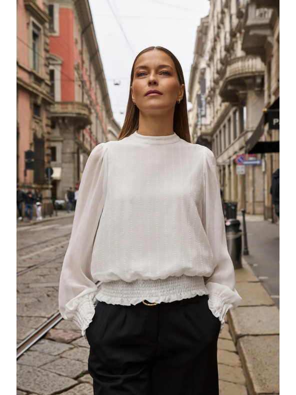 Moodo Fehér ráncolt ujjú ing Moodo