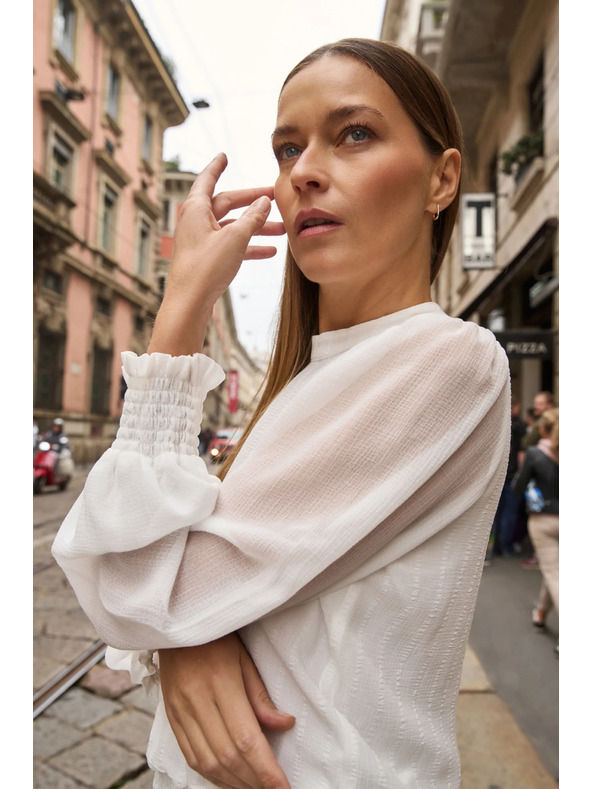 Moodo Fehér ráncolt ujjú ing Moodo