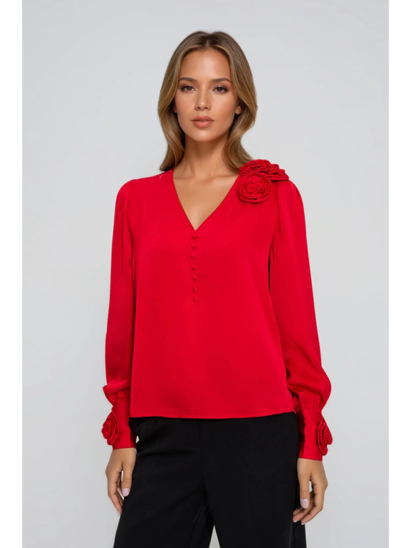 Moodo Piros rózsás blúz Moodo